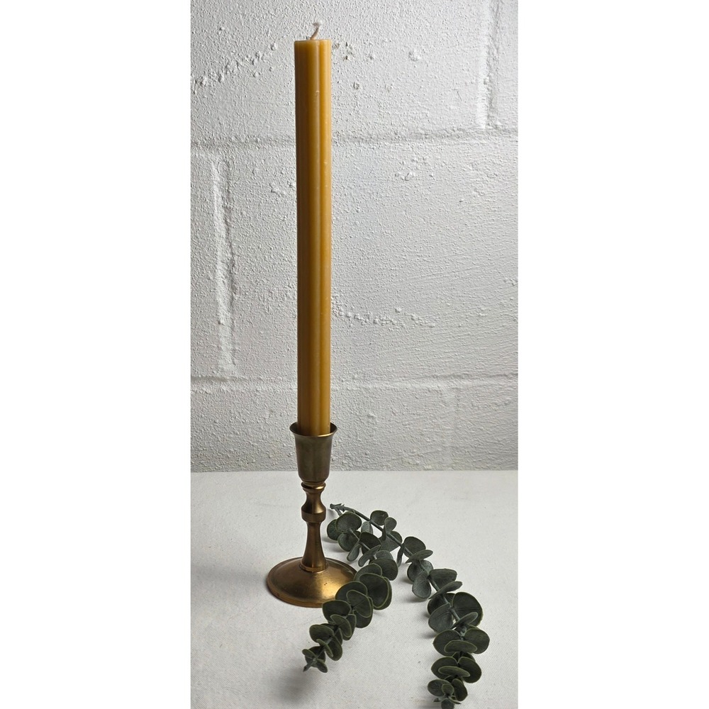 Vintage Solid Brass Small Taper Candlestick Holder Made in Portugal Aged Patina